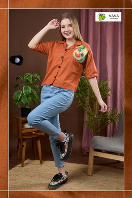 VAVA Creation Women Solid Casual Red Shirt