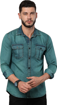 CAZZBA Men Solid Casual Green, Gold Shirt