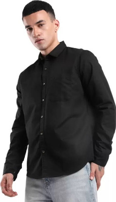 ZENE Men Solid Casual Black Shirt