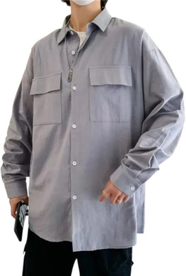Asta Moda Men Solid Casual Grey Shirt