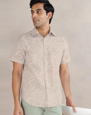 Fabindia Men Printed Casual Grey Shirt