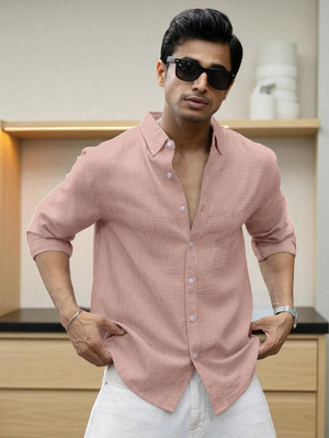 Yanthhi Men Solid Casual Beige Shirt