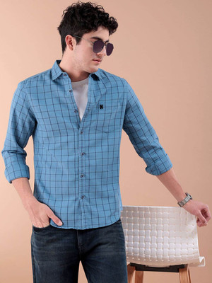 The Indian Garage Co. Men Checkered Casual Blue Shirt