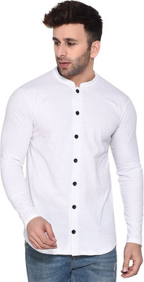 GEUM Men Solid Casual White Shirt