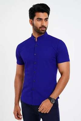 CROWNTAIL Men Solid Formal Blue Shirt