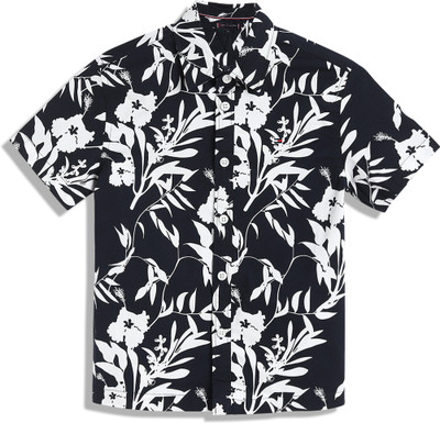 TOMMY HILFIGER Boys Floral Print Casual Blue Shirt