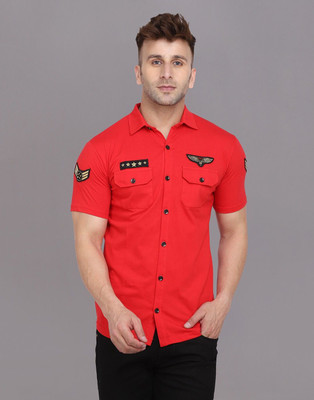Lawful Casual Men Solid Casual Red Shirt