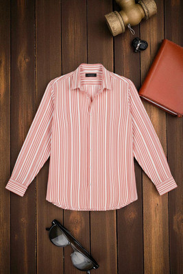 Aarna Enterprise Men Self Design Casual Orange, White Shirt