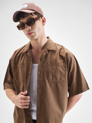 HIGHLANDER Men Solid Casual Brown Shirt