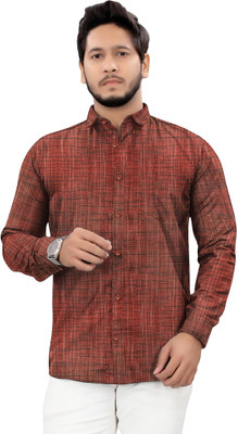 Jk Khan Men Printed Casual Red Shirt