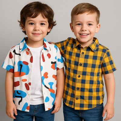 SVHFashion Boys Printed Casual Multicolor Shirt(Pack of 2)
