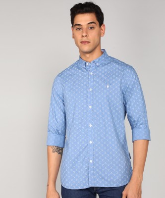 French Connection Men Printed Casual Blue Shirt