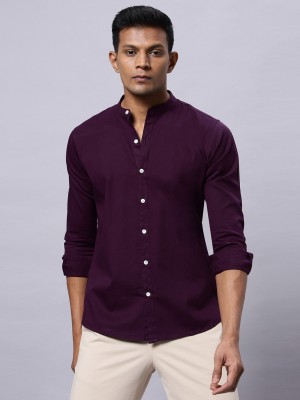 N AND J Men Solid Casual Blue Shirt