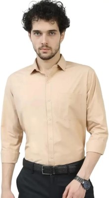 RPR Men Solid Formal Beige Shirt