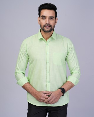 BlackLilly Men Self Design Casual Light Green Shirt