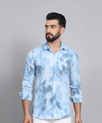Tanip Men Printed Casual Light Blue Shirt