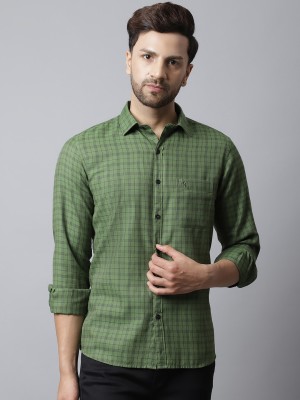 CANTABIL Men Checkered Casual Green, Black Shirt