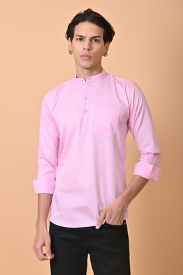 Pactimo Men Solid Casual Pink Shirt