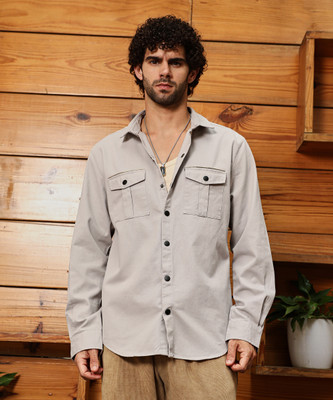 CAMPUS SUTRA Men Self Design Casual Beige Shirt