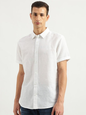 United Colors of Benetton Men Solid Casual White Shirt