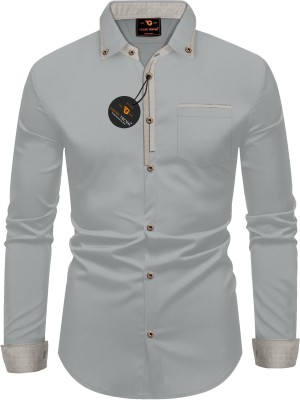 jeny fashion Men Solid Casual Grey Shirt