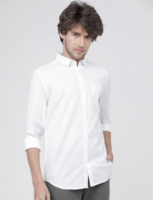 HouseOfCommon Men Solid Casual White Shirt