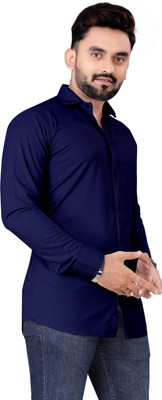Vilantra Fashion Men Solid Casual Dark Blue Shirt