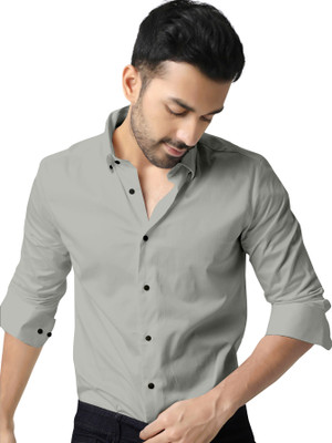 Shubhlakshmi Men Solid Casual Grey Shirt