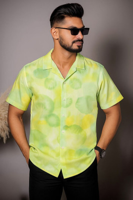 Torsenjro Men Printed Casual Light Green, Yellow, Green Shirt