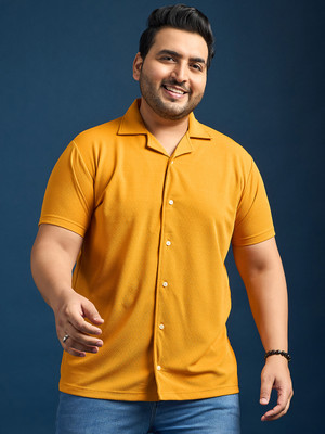 bigbanana Men Solid Casual Yellow Shirt