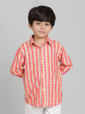 TALES & STORIES Baby Boys Printed Casual Pink Shirt