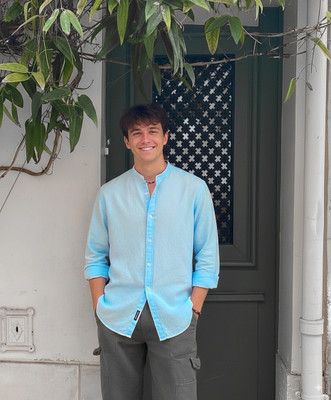 greet fashion Men Solid Casual Light Blue Shirt