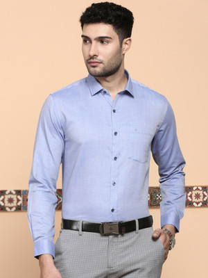 Ramraj Cotton Men Solid Formal Purple Shirt