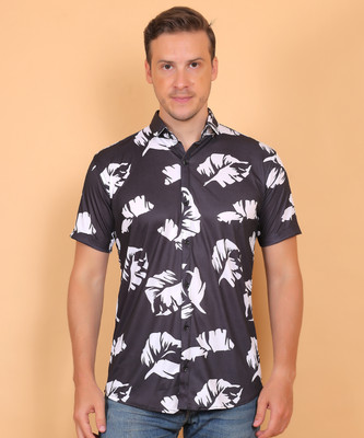 STOVESSY Men Printed Casual Black, White Shirt