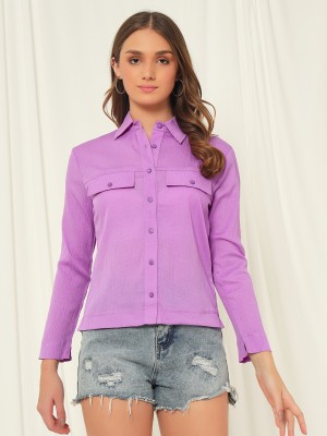 TANDUL Women Solid Casual Purple Shirt