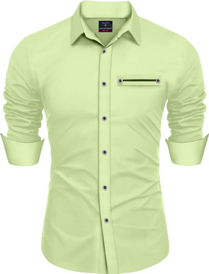 SNKV TRENDS Men Self Design Casual Light Green Shirt