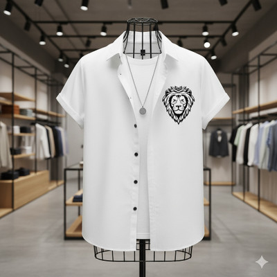 Siya Fashion Men Printed Casual White Shirt