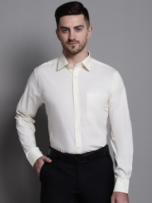 CANTABIL Men Solid Formal Cream Shirt