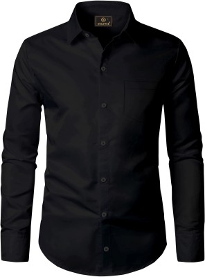 SOLSTICE Men Solid Casual Black Shirt