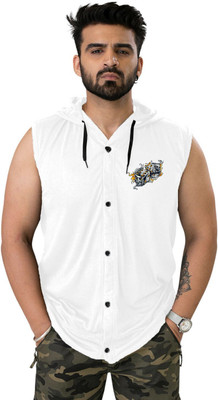 BEYOU FASHION Men Graphic Print Casual White Shirt
