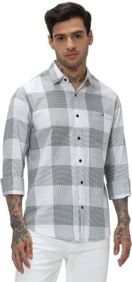 MUFTI Men Checkered Casual Grey Shirt