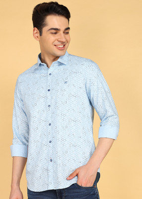KILLER Men Printed Casual Light Blue Shirt
