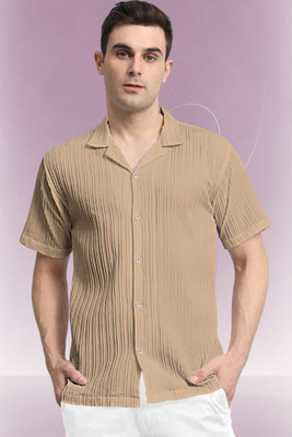 A Dearise Trend Men Solid Casual Cream Shirt