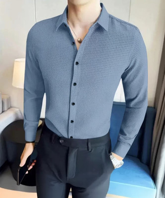 Fashion2wear Men Solid Casual Light Blue Shirt