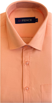 Defence Men Solid Formal Orange Shirt