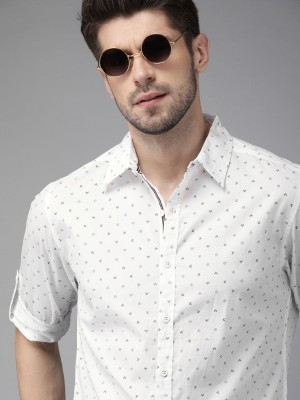 Roadster Men Printed Casual White Shirt