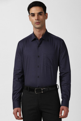 VAN HEUSEN Men Self Design Formal Dark Blue Shirt