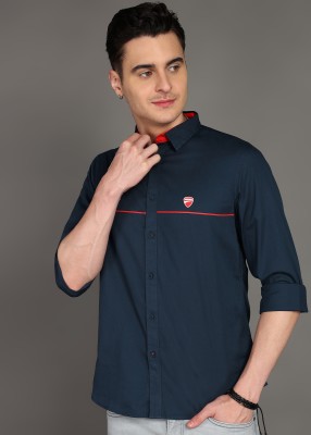 DUCATI Men Graphic Print Casual Dark Blue Shirt