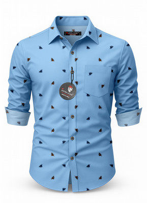 SHREE VASTRAHOUSE Men Graphic Print Casual Blue Shirt