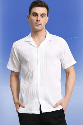 A Dearise Trend Men Striped, Self Design, Solid Casual White Shirt